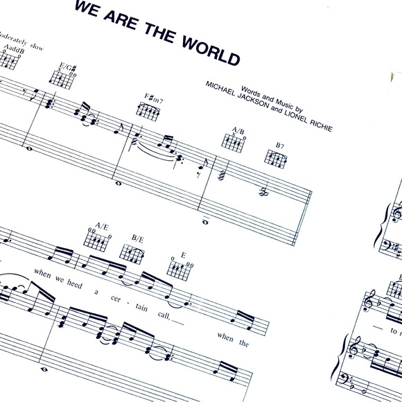 We Are The World Vintage Music Score 80’s - Picture 2 of 3
